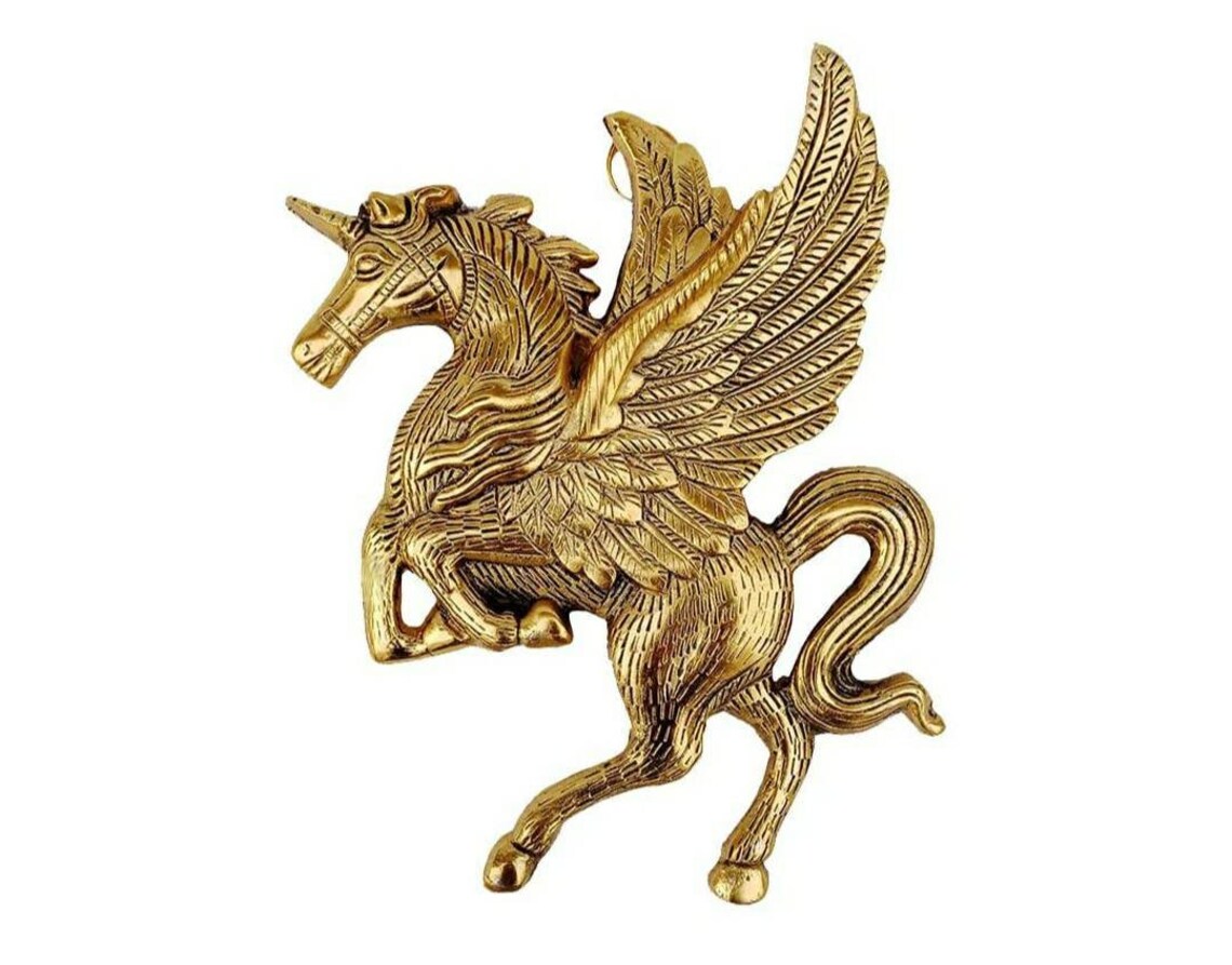 Brass Wall Hanging Flying Angel Horse Statue Wall Decor Etsy