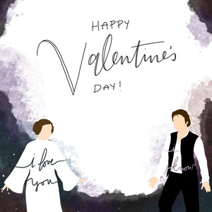 Star Wars Leia Organa y Han Solo "Te amo" San Valentín/Aniversario/Invitación/Guardar la fecha/Tarjeta de notas Descarga digital instantánea