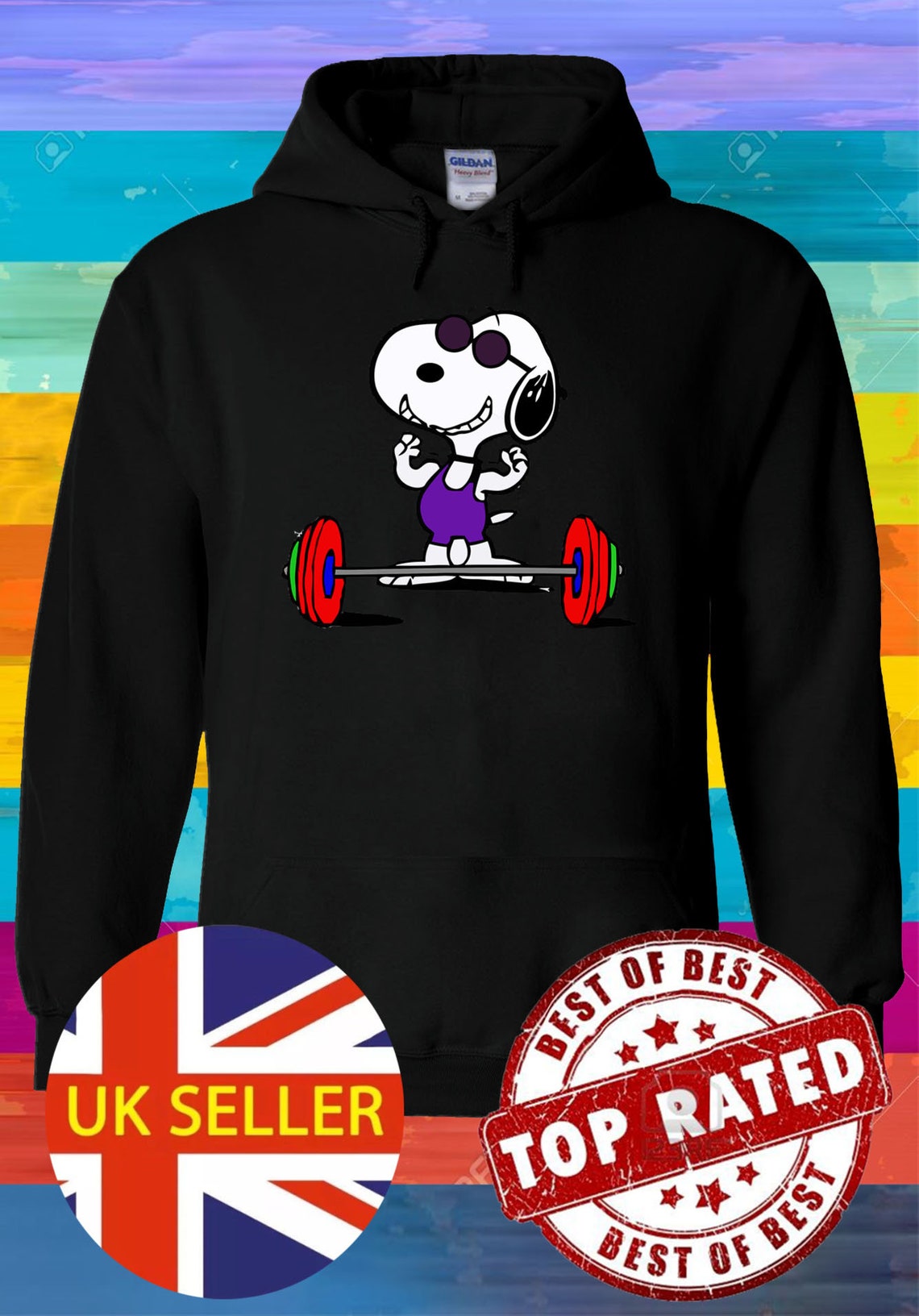 Snoopy Cartoon Lifting Weight Hoodie Sweatshirt Jumper Etsy