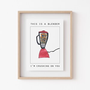 E-CARD Blender Süße Liebeskarte-Dies ist ein Blender I'm Crushing on You-Aquarell-Kunstwerk (5 in x 6,5 in)