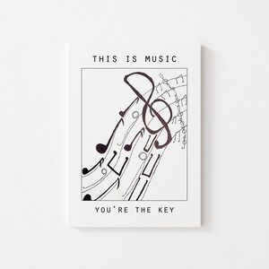 Música Temática Eres la tarjeta de amor lindo clave-Esto es música Eres la obra de arte clave-tinta (5in x 6.5 in)