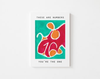 You're the One Romantic Love Card-These Are Numbers You're the One-Acrylic Painting (5 in x 6.5 in)