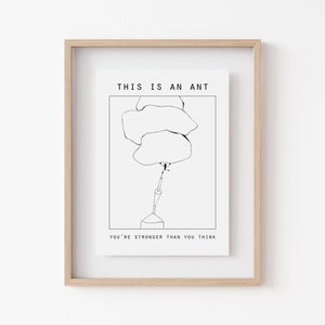 E-CARD Sei più forte di quanto pensi Guarisci -Questa è una formica sei più forte di quanto pensi- Inchiostro d'arte (5 in x 6.5 in)