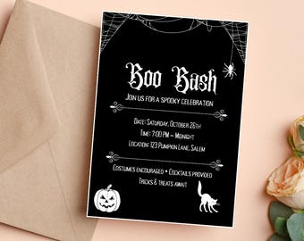 Boo Bash Halloween Invitation | Digital Editable Party Invite | Spooky Costume Party Printable