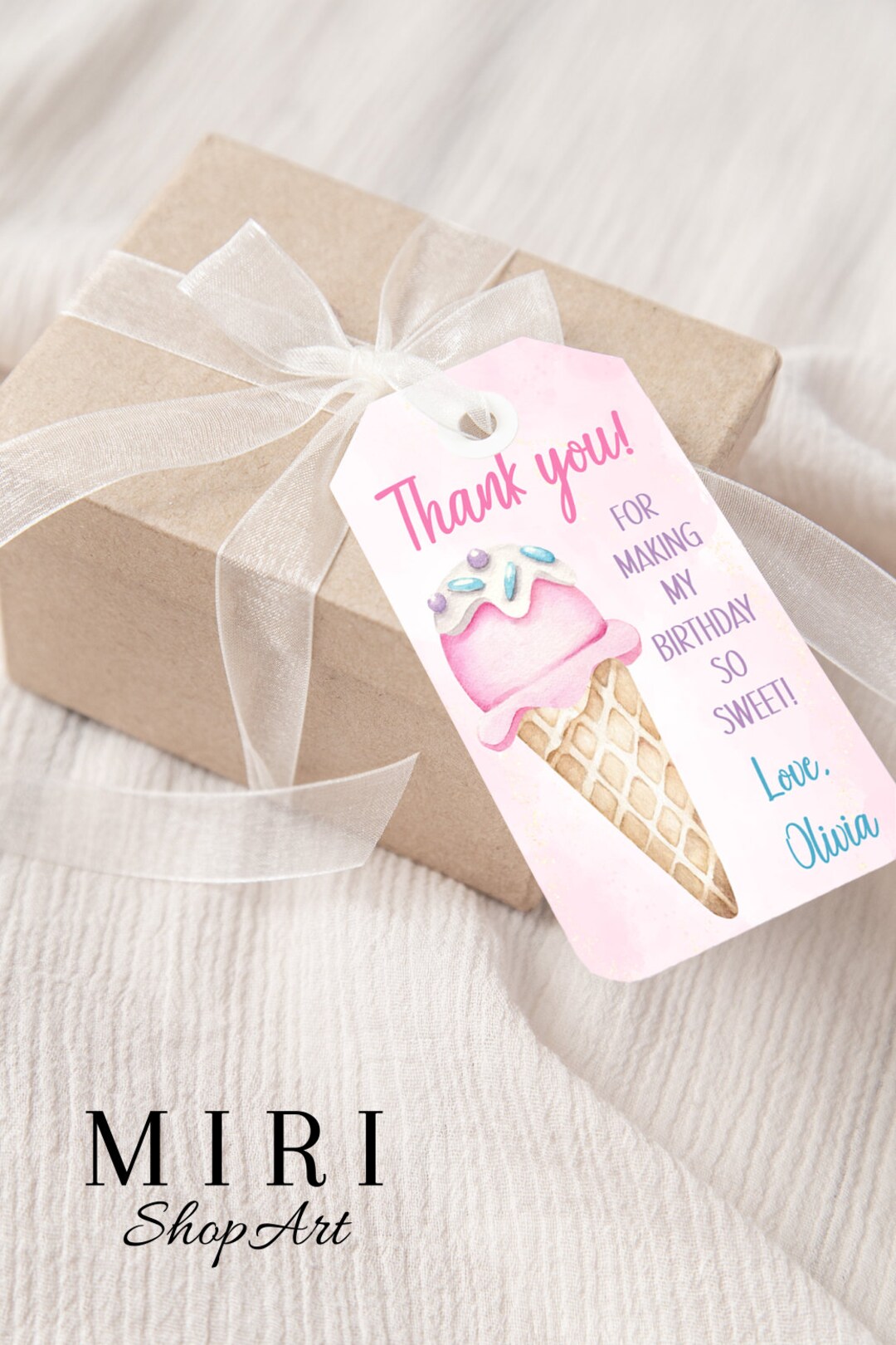 Editable Pastel Ice Cream Thank You Tag Ice Cream Thank You - Etsy