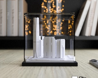 International Commerce Centre, West Kowloon, Hong Kong | City Skyline with Acrylic Display Case | 4.2 INCH | Office Gifts | Miniature