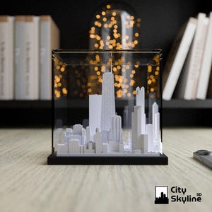 Chicago John Hancock Center | Pocket City Skyscraper | City Skyline with Acrylic Display Case | Gifts and desk deco | Miniature
