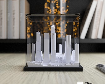 Hudson Yards, Vessel, Nueva York / Horizonte de la ciudad con vitrina de acrílico / Regalos de oficina / Miniatura