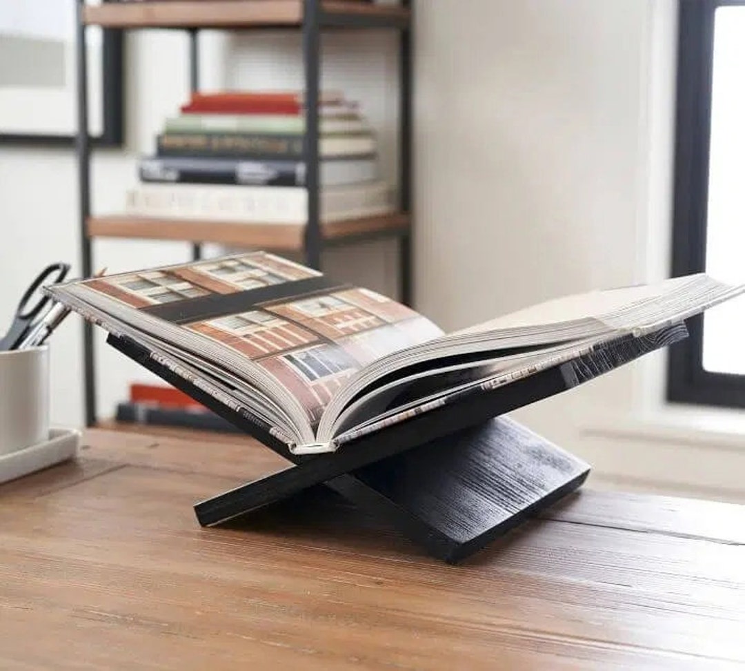 Open Book Stand Wood Black Open Book Display X Book Stand Etsy
