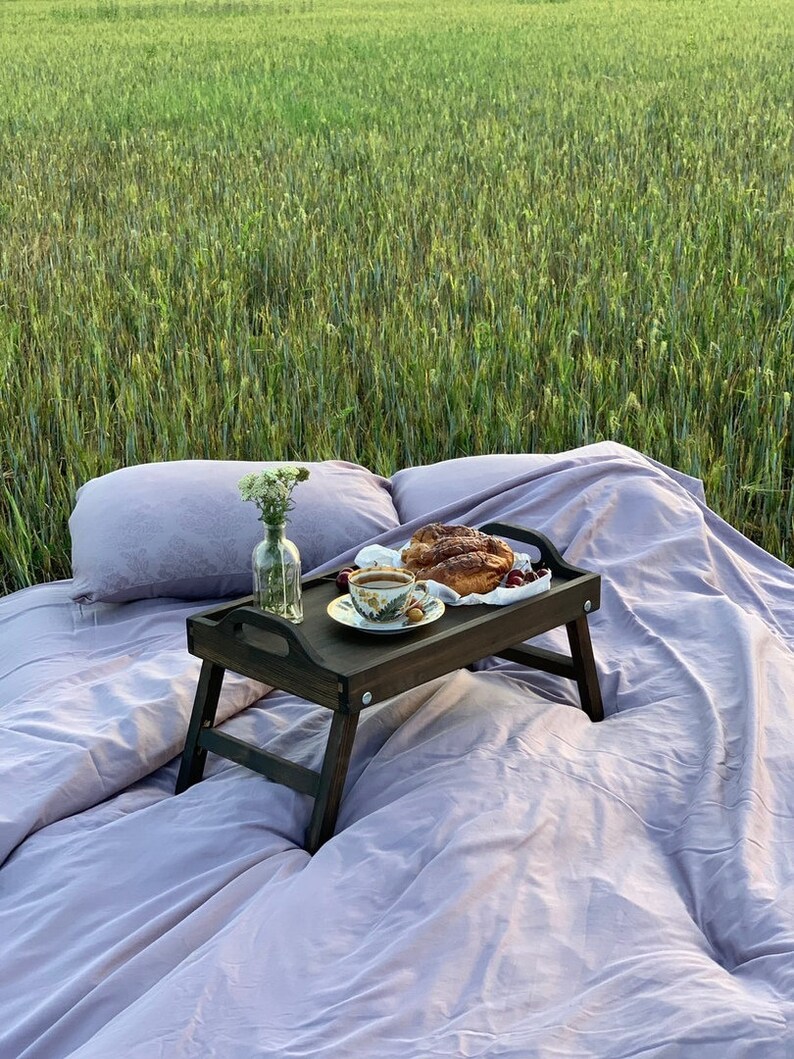 Wood Serving Tray With Legs Breakfast in Bed Table With Etsy