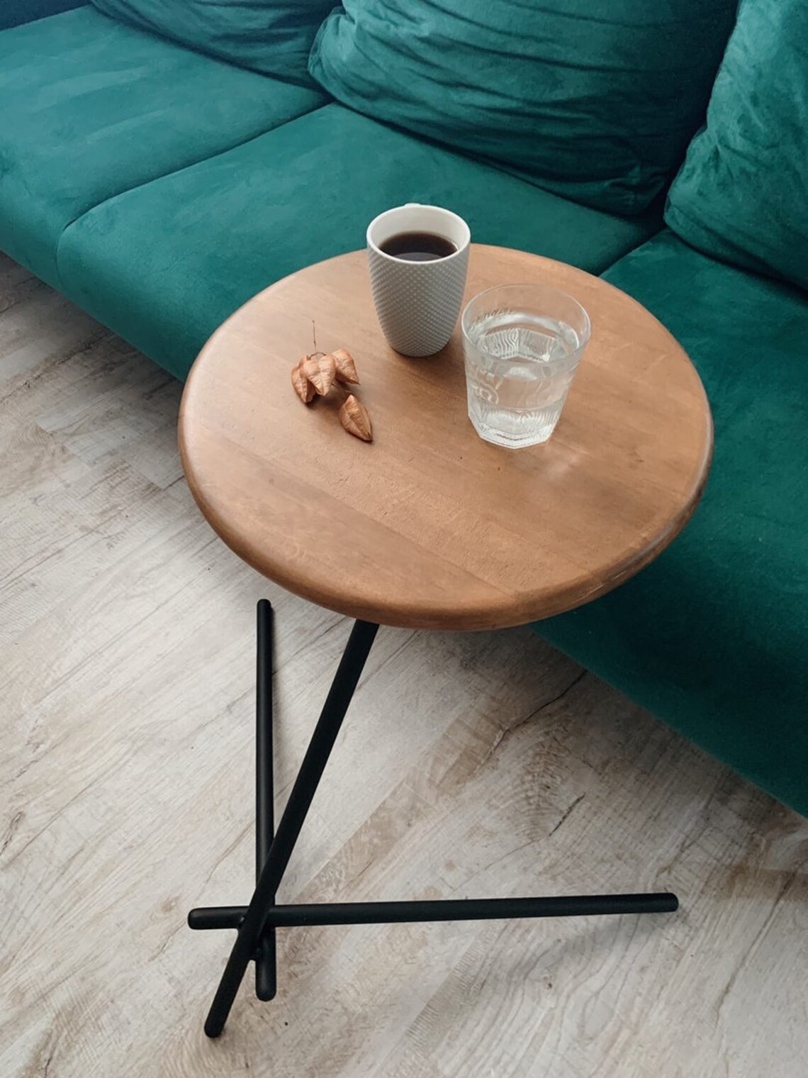 Minimalist Round Coffee Table MidCentury Design Small End Etsy