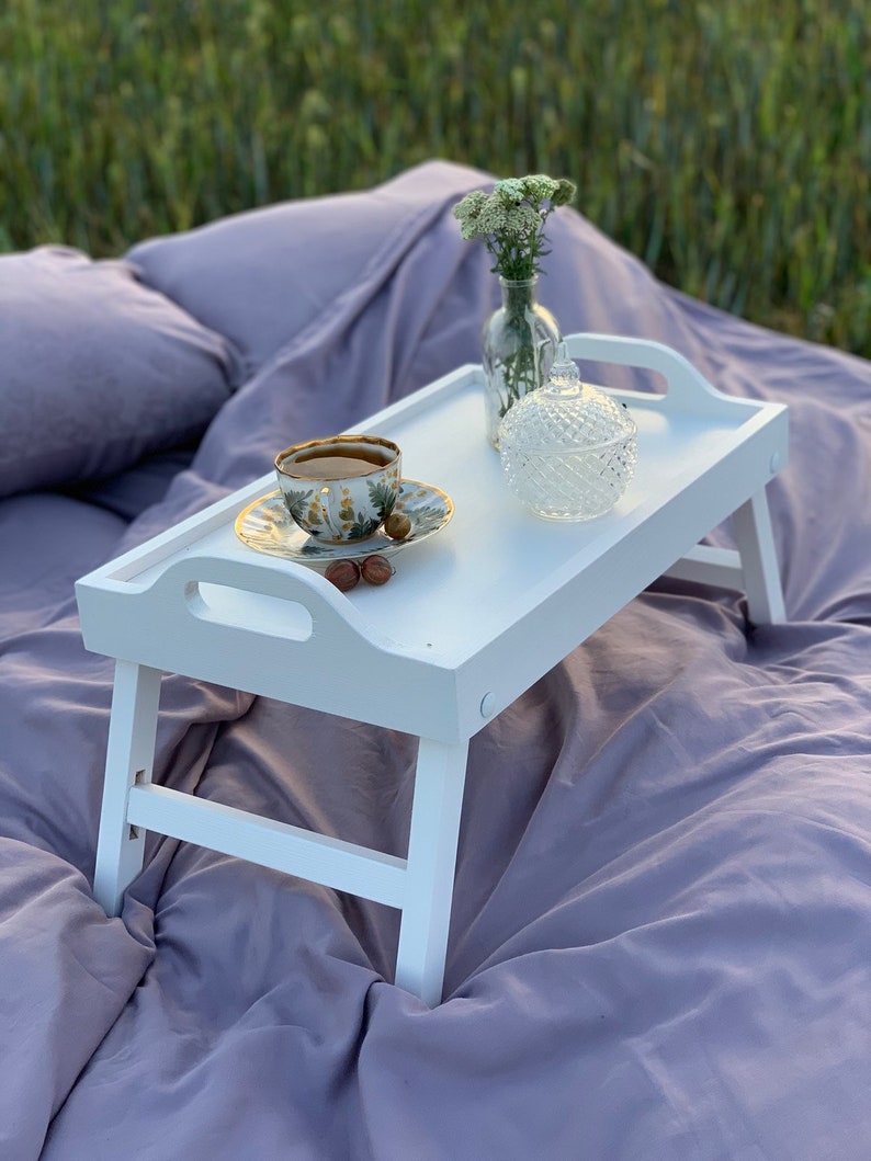 Wood Serving Tray With Legs Breakfast in Bed Table With Etsy