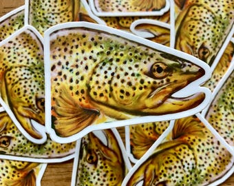 Brown Trout Fish Sticker Facing Right 3 inch Laptop Decal Waterproof