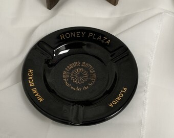 Man Cave Ashtray Vintage Plaza International Hotel and Inns Ashtray Clear Smokey Gray Ashtray Casino Style Gray Ashtray