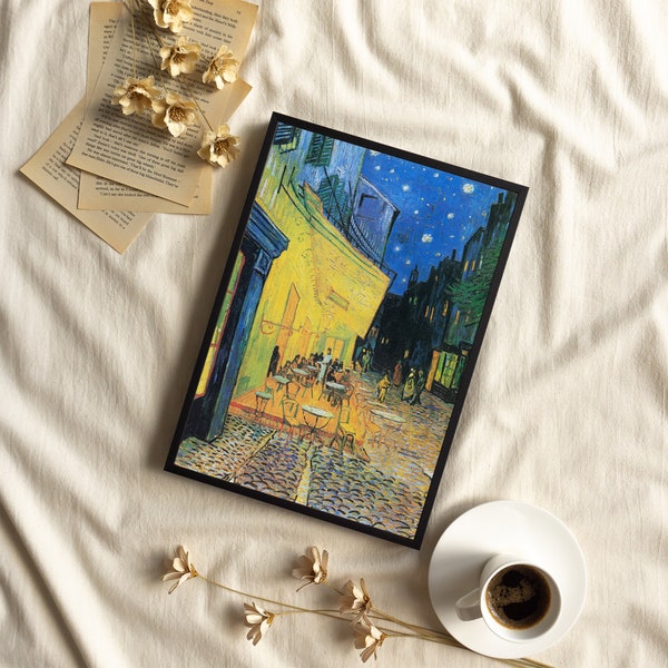 Van Gogh painting poster Café Terrace at Night | vintage art print | aesthetic apartment decor | uptown girl wall art | impressionism art