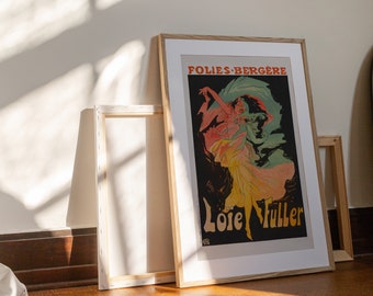 Jules Chéret, Vintage poster print, Folies-Bergère, Loïe Fuller, Art Nouveau poster, maximalism, parisian aesthetic, vintage theater poster