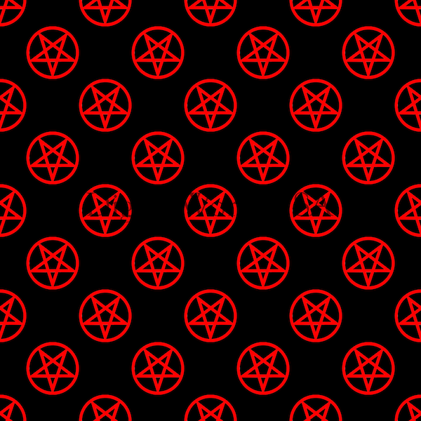 Red and Black Pentagram Pattern Seamless File JPG