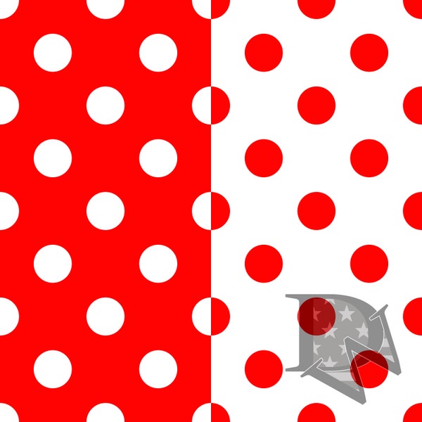 Red and White Large Polka Dots Pattern Seamless File or Digital Paper JPG 12x12 (two files standard and inverted color variation)