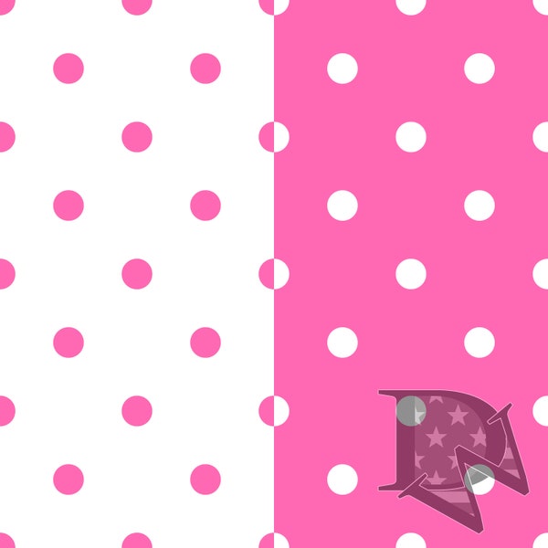 Hot Pink and White Polka Dot Pattern Seamless File or Digital Paper JPG 12x12 (2 files standard and inverted color variation)