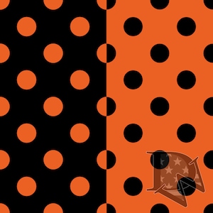 Black and Orange Large Polka Dots Pattern Seamless File or Digital Paper JPG 12x12 (two files standard and inverted color variation)