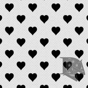 Black and White Heart Pattern with Transparent Background Seamless File or Digital Paper PNG 12x12 (2 colorway)