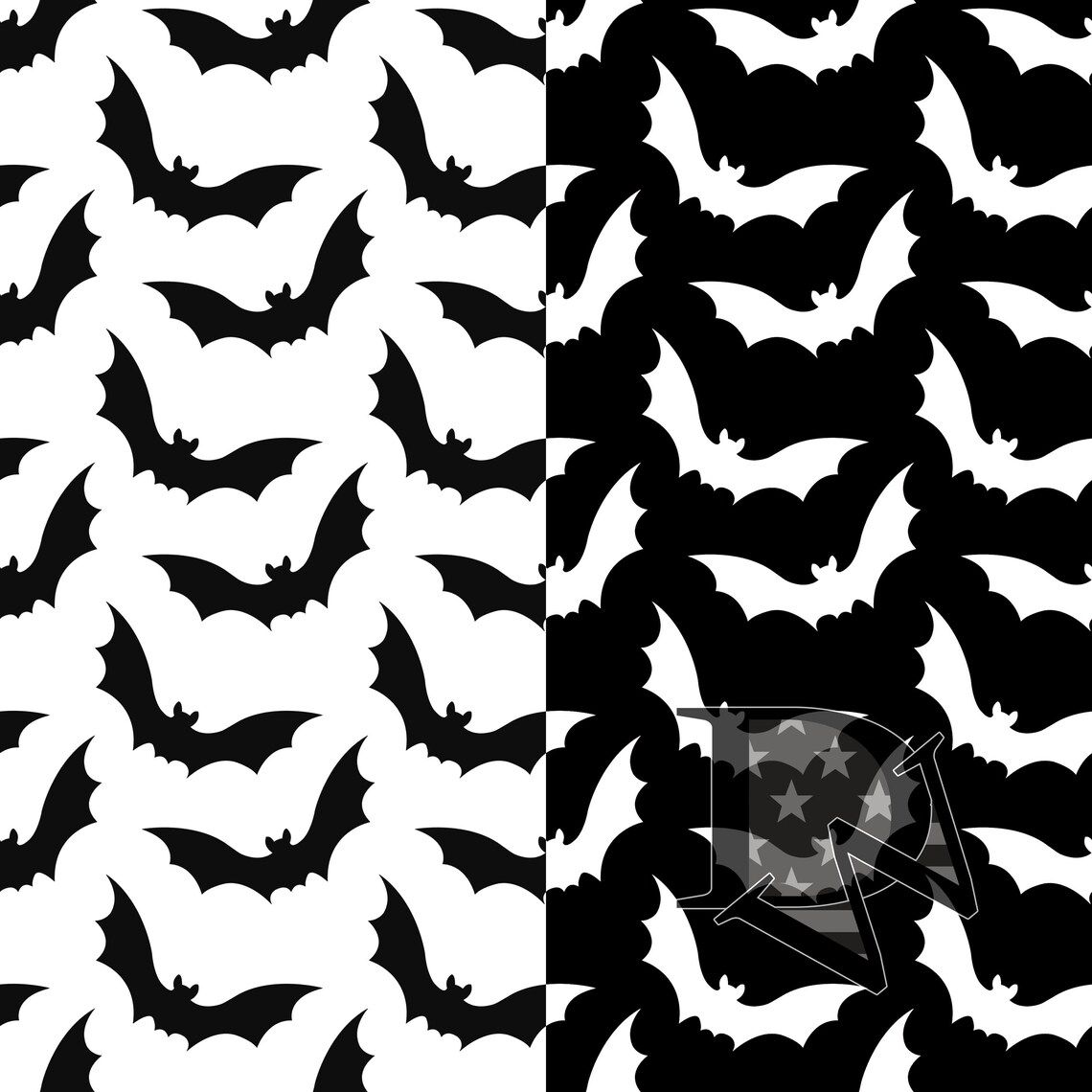 Bats Pattern Black and White Seamless File JPG 2 Separate Files ...