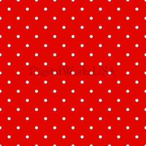 Blanc et rouge Mini Motif à pois Fichier sans couture ou papier numérique JPG 12x12