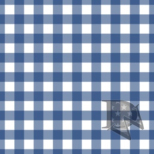 May include: A blue and white gingham pattern background with a blue and white star design in the lower right corner.