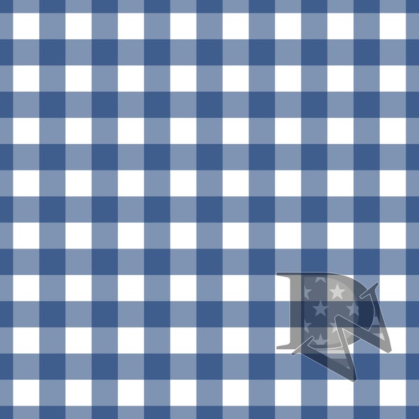 Blue and White Gingham Pattern Seamless File or Digital Paper JPG 12x12