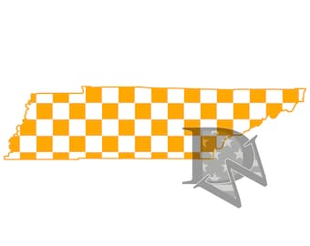 Tennessee State Shape Filled with Orange and White Checker Clipart Image JPG PNG