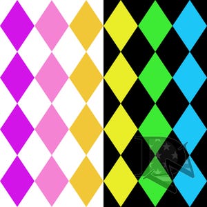 Rainbow Diamond Argyle Pattern naadloos bestand of digitaal papier 12 x 12 JPG (zwart-witte achtergrond inbegrepen)