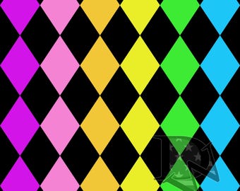 Rainbow Diamond Argyle Pattern naadloos bestand of digitaal papier 12 x 12 JPG (zwart-witte achtergrond inbegrepen)