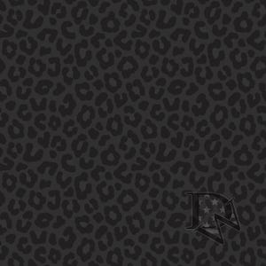 Svart och grått midnattsfärgat leopardmönster sömlös fil eller digitalt papper JPG 12x12 (2 versioner)