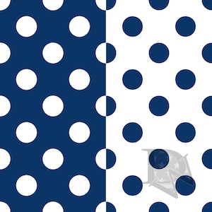 Navy Blue and White Large Polka Dots Pattern Seamless File or Digital Paper JPG 12x12 (two files standard and inverted color variation)