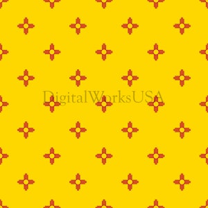 New Mexico Inspired Zia Sun Flag Pattern Seamless File or Digital Paper JPG 12x12