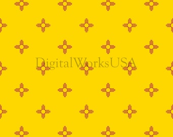 New Mexico Inspired Zia Sun Flag Pattern Seamless File or Digital Paper JPG 12x12