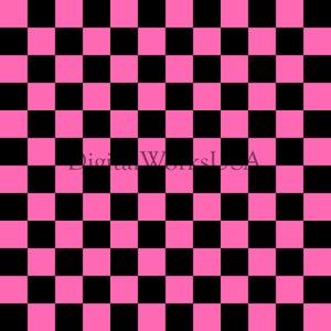 Hot Pink and Black Checker Pattern Seamless File or Digital Paper JPG 12x12