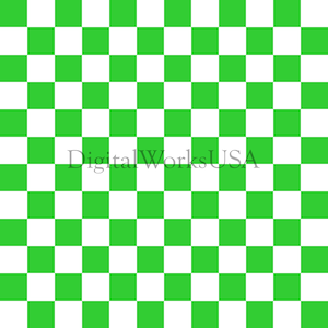 May include: A checkerboard pattern with alternating green and white squares.