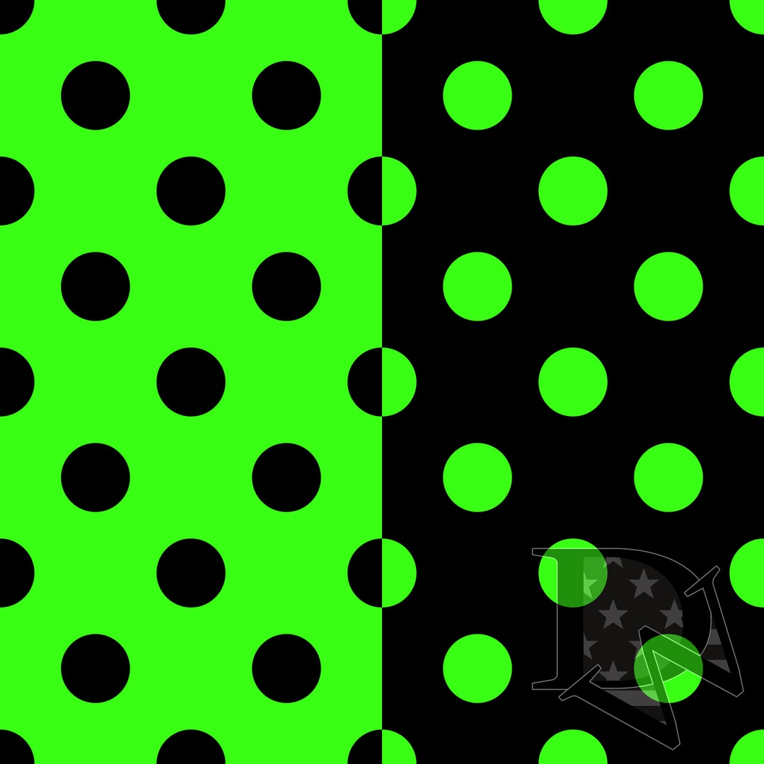 Neon Green and Black Large Polka Dots Pattern Seamless File or Digital ...