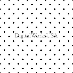 Noir et Blanc Mini Polka Dot Pattern Seamless File ou Digital Paper JPG 12x12