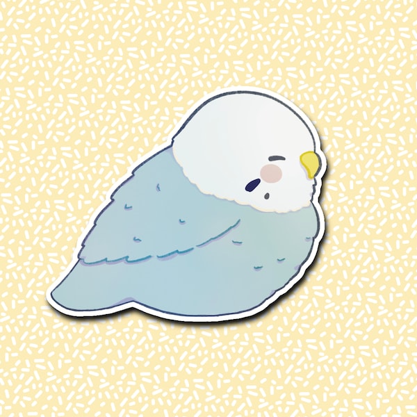 Fat Cute Budgie Parakeet Sticker Sleepy Sleeping Matte Journaling Bird