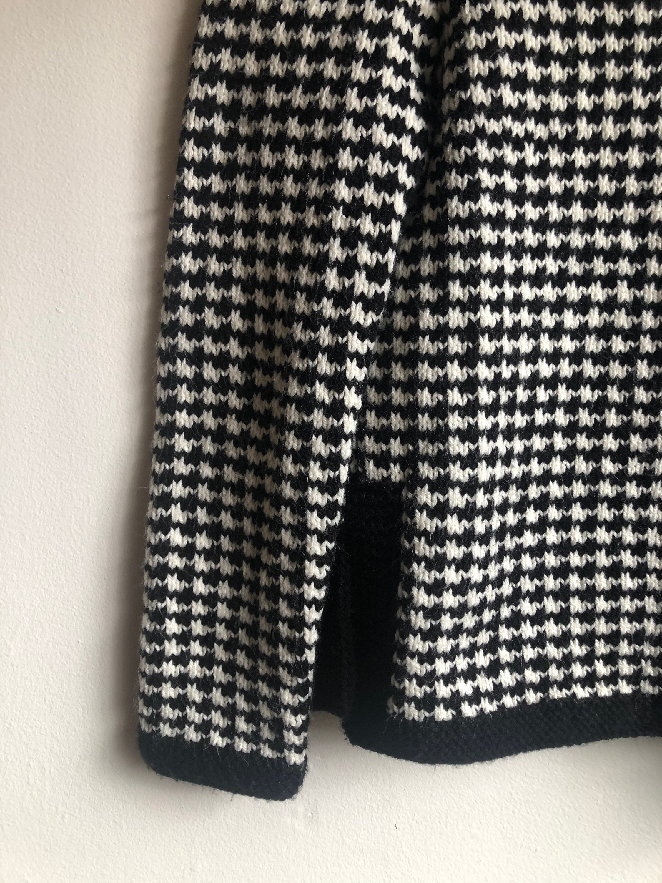 Checkered Cardigan Black & White Houndstooth Knit Cardigan | Etsy