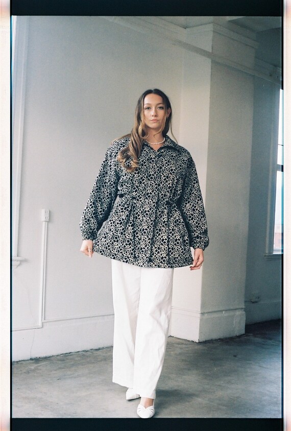 Black & White Rose Print Jacket