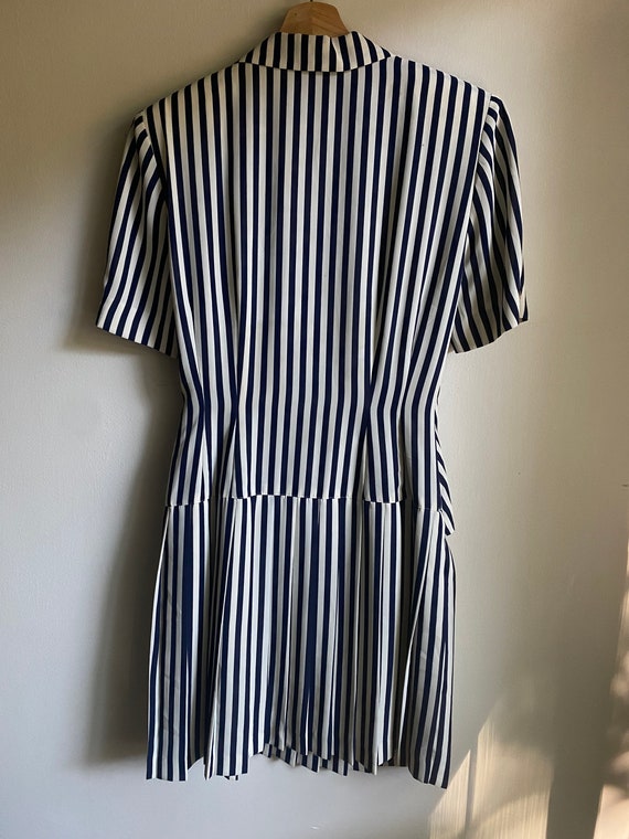 Bold Nautical Stripe Pleated Wrap Dress - image 4