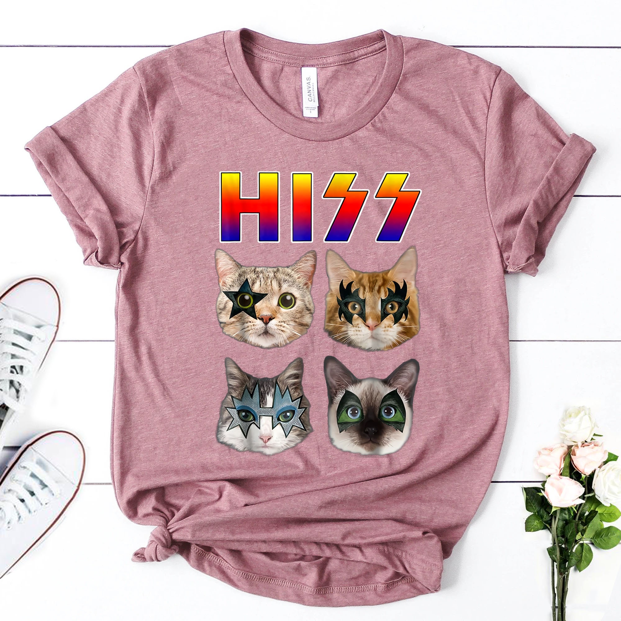 Hiss Funny Cats Kittens Rock Rockin Tshirt Kiss Band Shirt Etsy