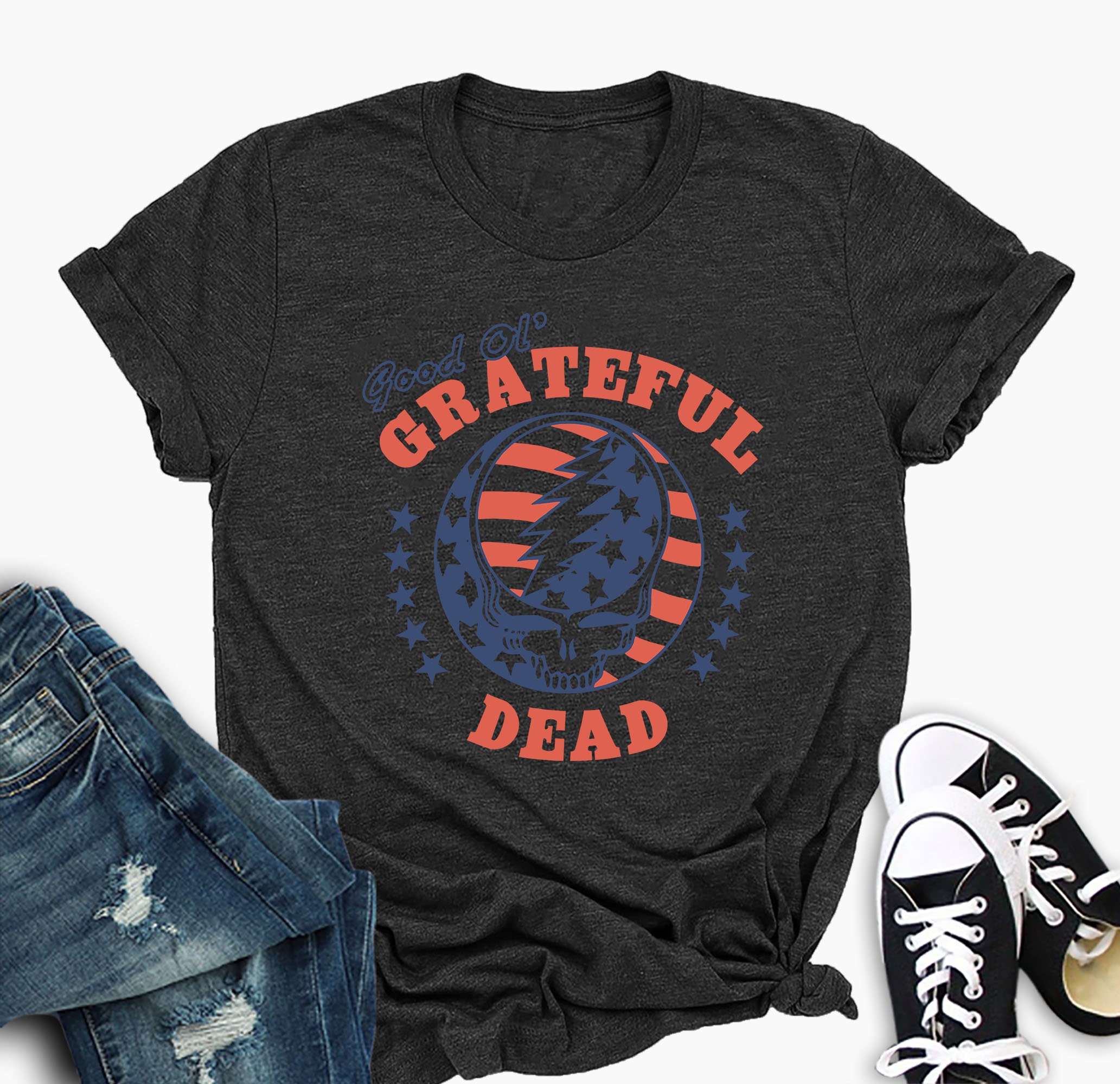 Patriot Grateful Dead Steal Your Face T-Shirt Retro Grateful | Etsy