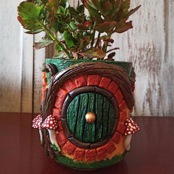 The Hobbit, famous book, pottery art, J.R.R. Tolkien, handmade, handcrafted, hand-painted, the Shire, LOTR, lord of the rings,with windows