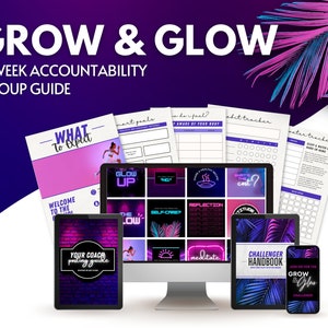 Grow and Glow 2024 Challenge Group / Challenge Group / Accountability Group / Neon Glow Inspired / Challenge Pack