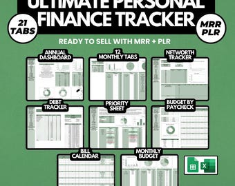 Finance Planner MRR PLR Excel Bundle Done For You Resell Spreadsheet Excel Templates Google Sheets Budget MRR Excel Templates Budget