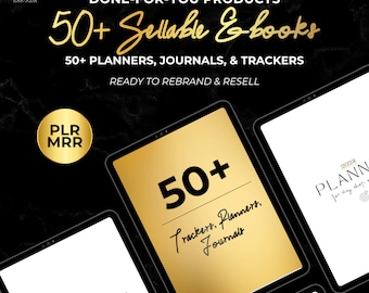 50+ MRR PLR Ebook Editable Planners, Trackers, and Journals Ideal for Passive Income, Featuring Private Label Rights & Master Resell Rights